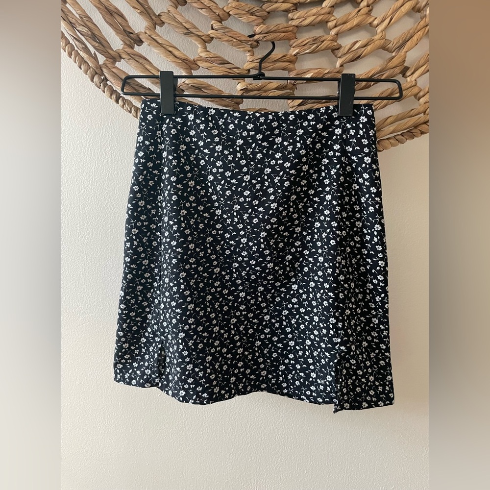 Floral Black Skirt